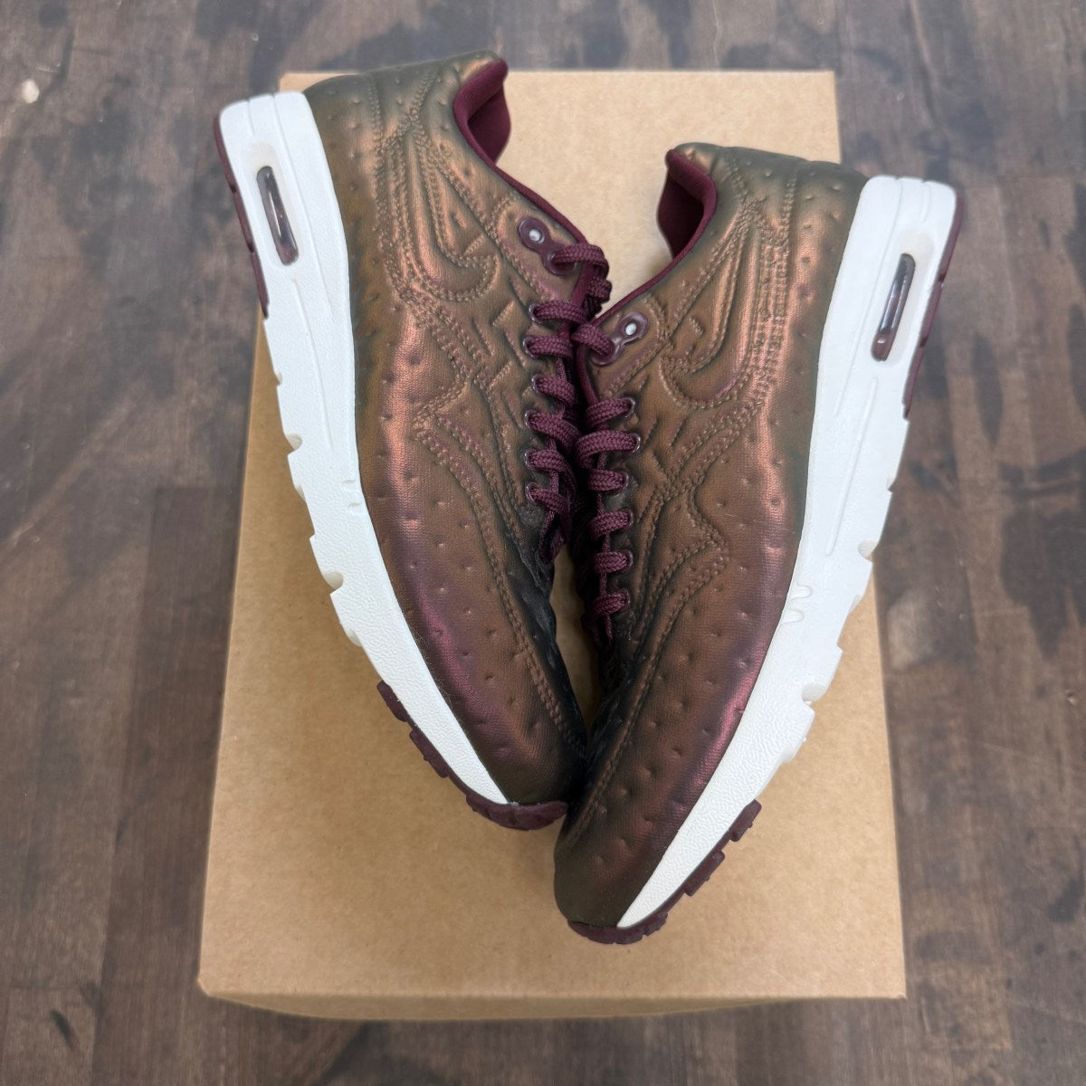 Nike Air Max 1 Ultra Premium Jacquard Metallic Mahogany (Women's) Size 8.5W (Pre-Owned) - Image 1