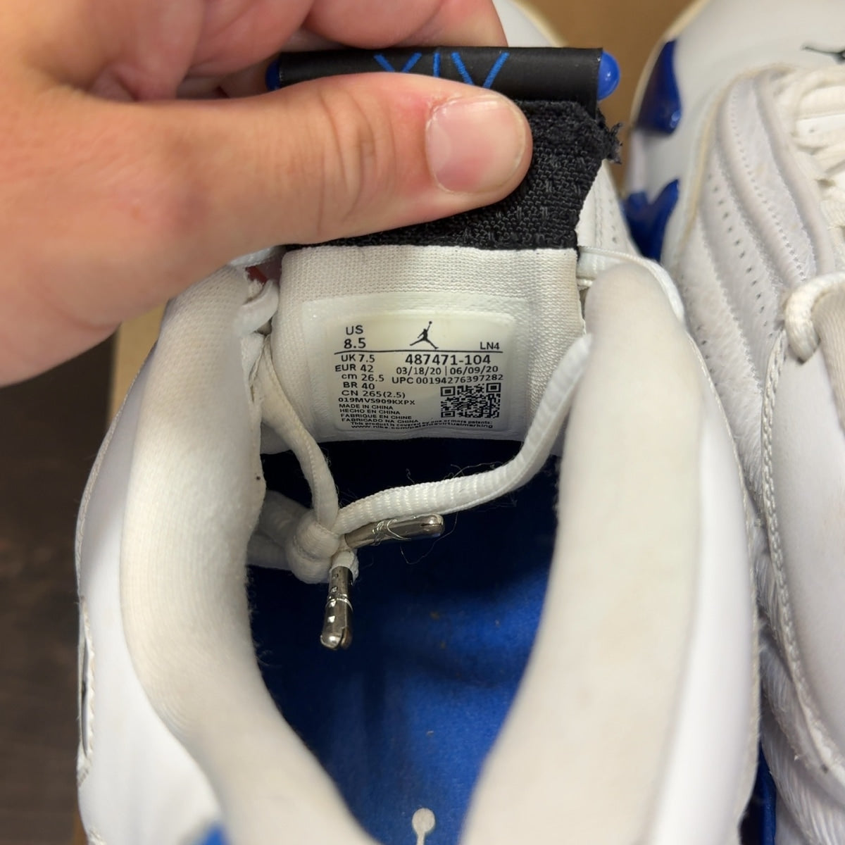 Jordan 14 Retro White Hyper Royal Size 8.5 (Pre-Owned) - Image 7