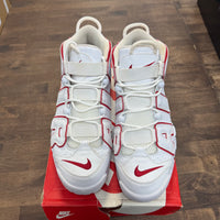 White Varsity Red Outline Air More Uptempo (USED)