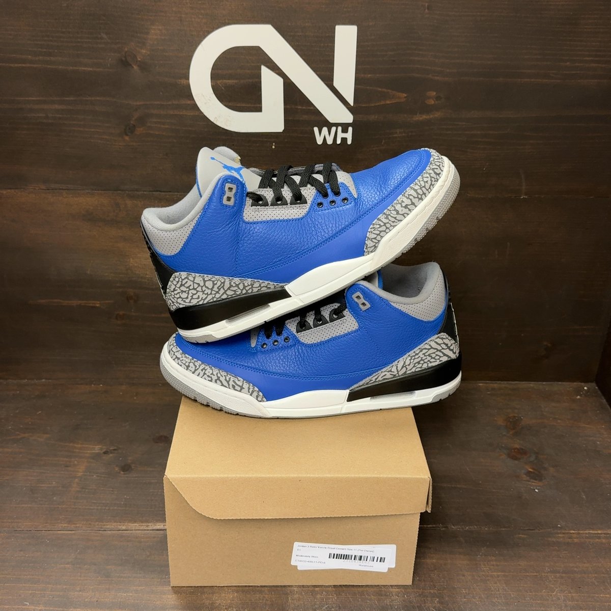 Jordan 3 Retro Varsity Royal Cement Size 11 (Pre-Owned) - front