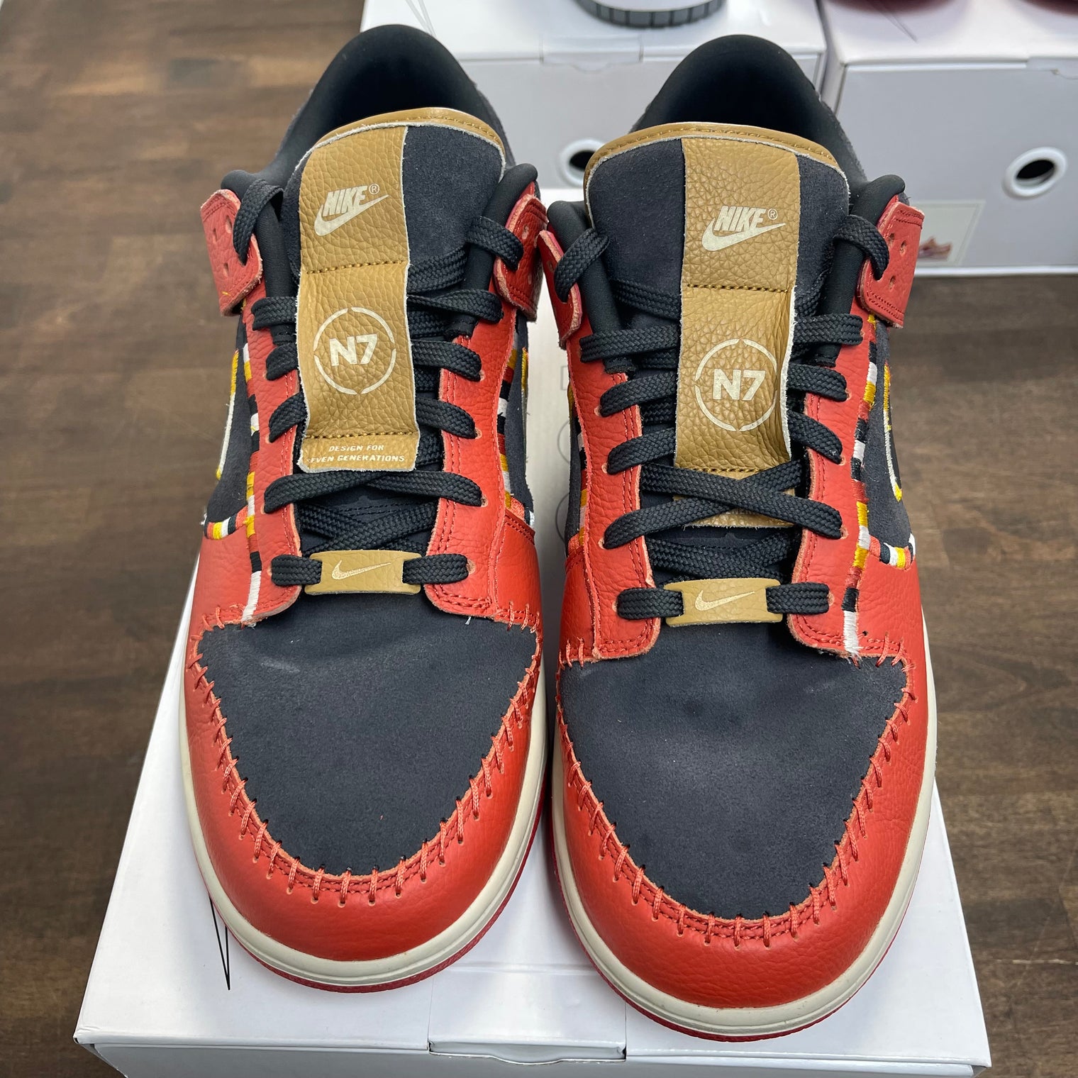 Nike ID N7 Red Black Dunk Low (USED)