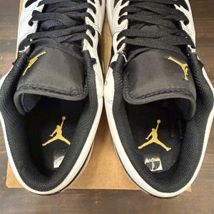 Jordan 1 Low White Black Metallic Gold Swoosh Size 9 (Pre-Owned) - Image 5