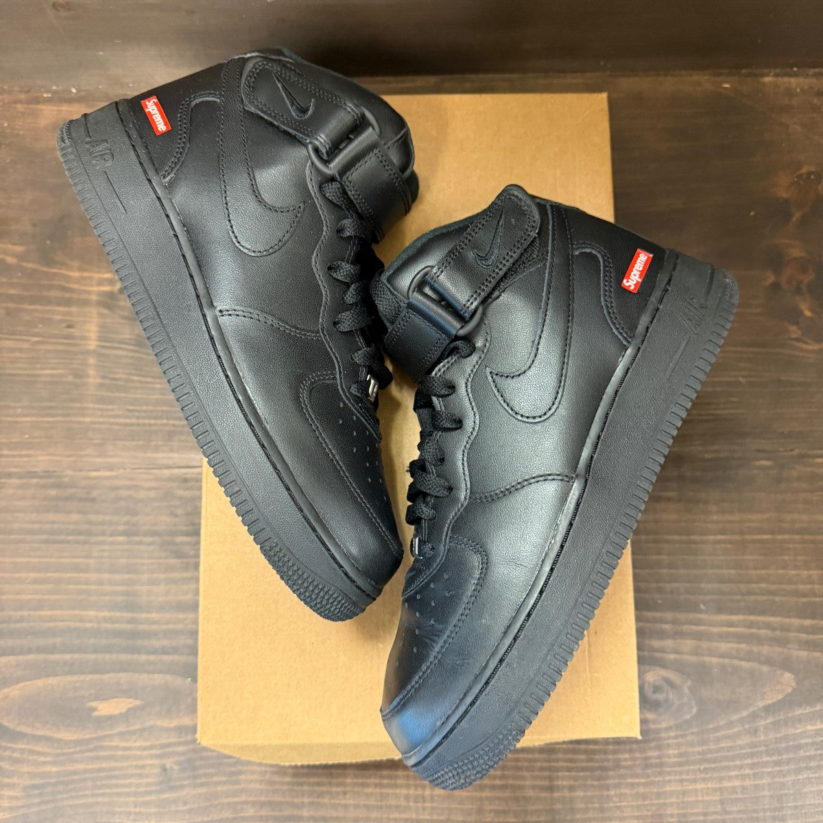 Nike Air Force 1 Mid Supreme Black Size 7.5 (Pre-Owned) - Image 2