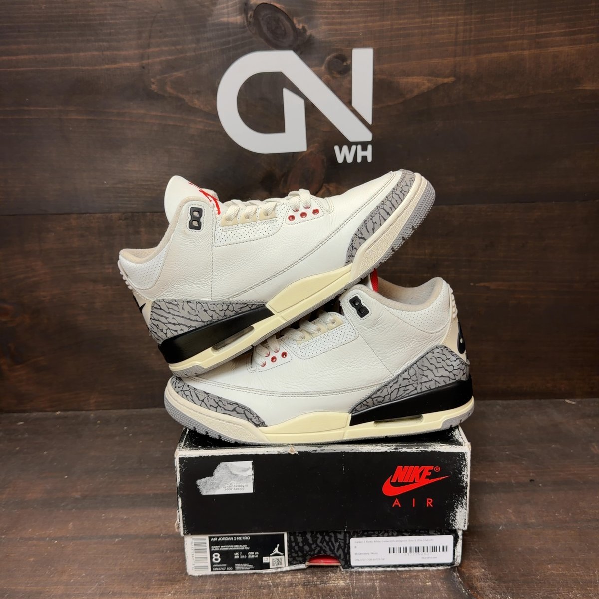Jordan 3 Retro White Cement Reimagined Size 8 (Pre-Owned) - front
