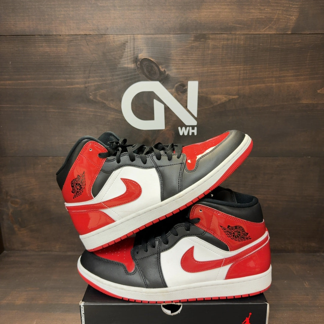 Jordan 1 Mid SE Patent Bred Toe Size 11.5 (Pre-Owned) - Image 1