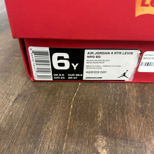 Jordan 4 Retro Levi's Black (GS) (Blank Tag) Size 6Y (Pre-Owned) - Image 6