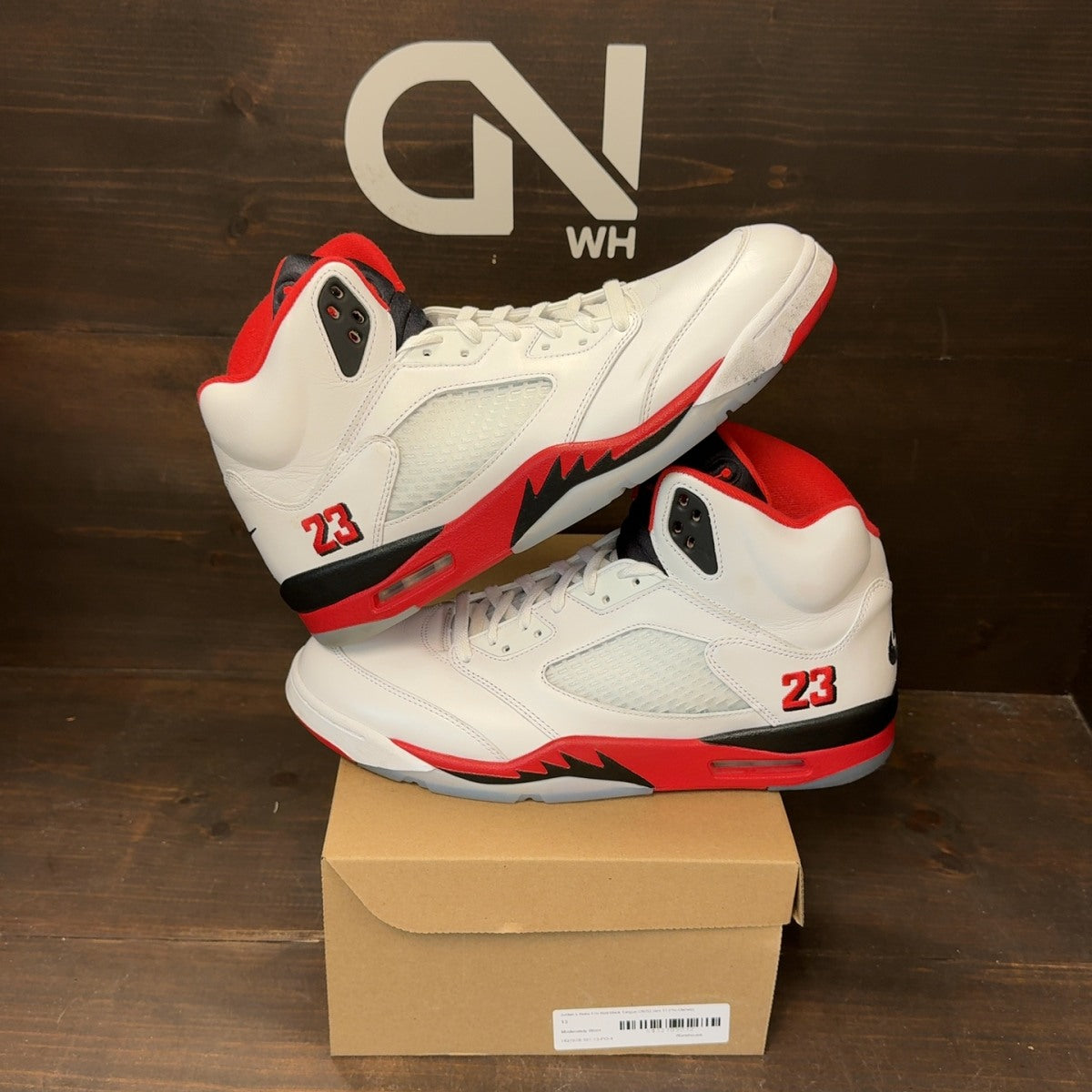 Jordan 5 Retro Fire Red Black Tongue (2025) Size 13 (Pre-Owned) - Image 1