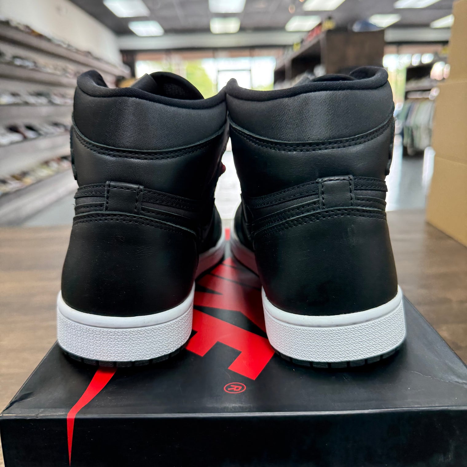 Black Satin Gym Red Jordan 1 High (USED)