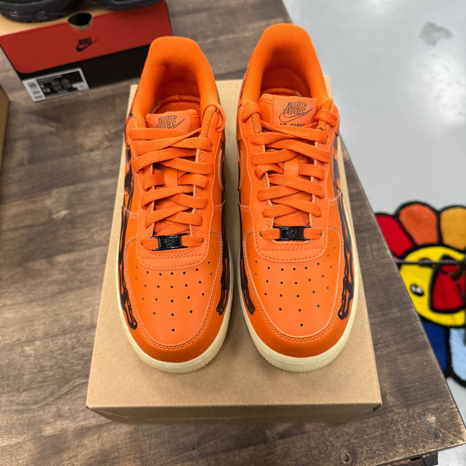 Nike Air Force 1 Low Orange Skeleton Halloween (2020) (Men's) (US 7) (Lightly Worn, No Box)