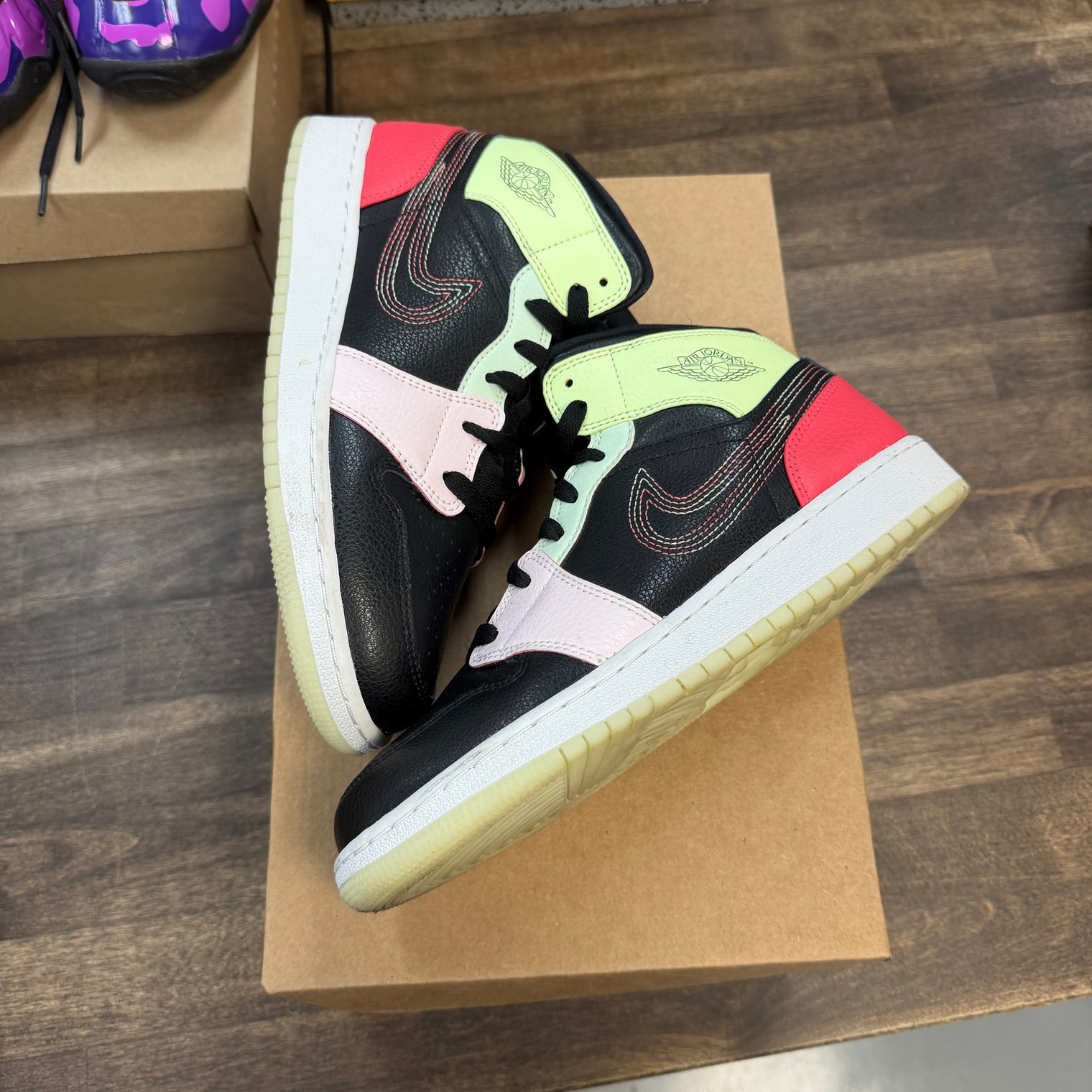 Glow-In-The-Dark Jordan 1 Mid (GS) (USED, No Box)