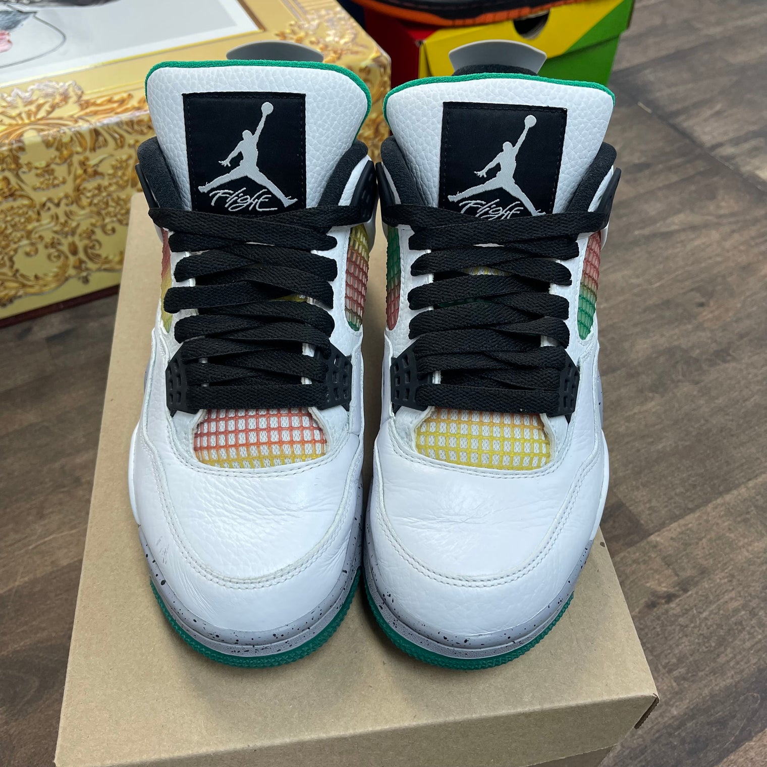 Lucid Green Rasta Jordan 4 Retro (W) (USED, No Box)