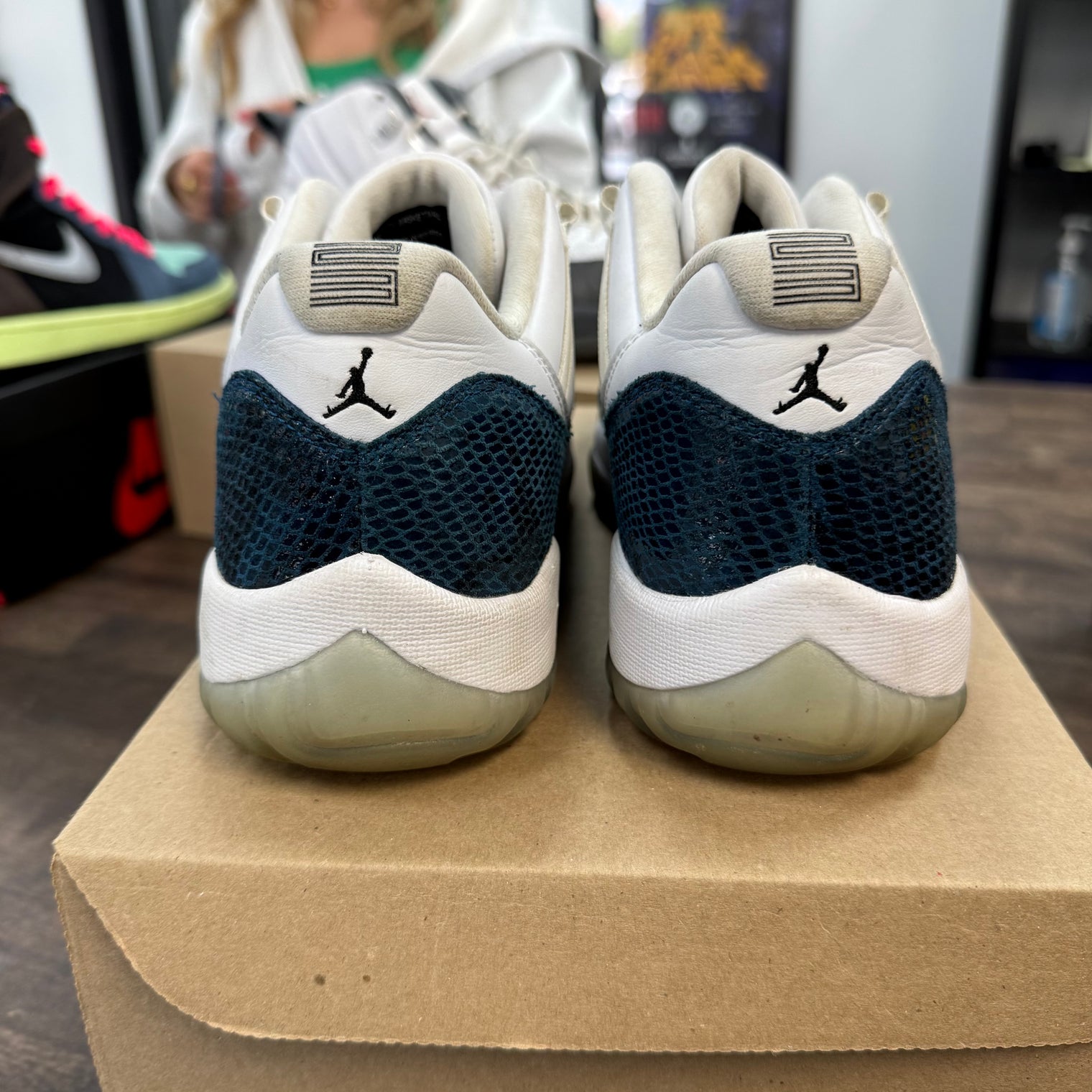 Navy Snakeskin Jordan 11 Low (USED, No Box)