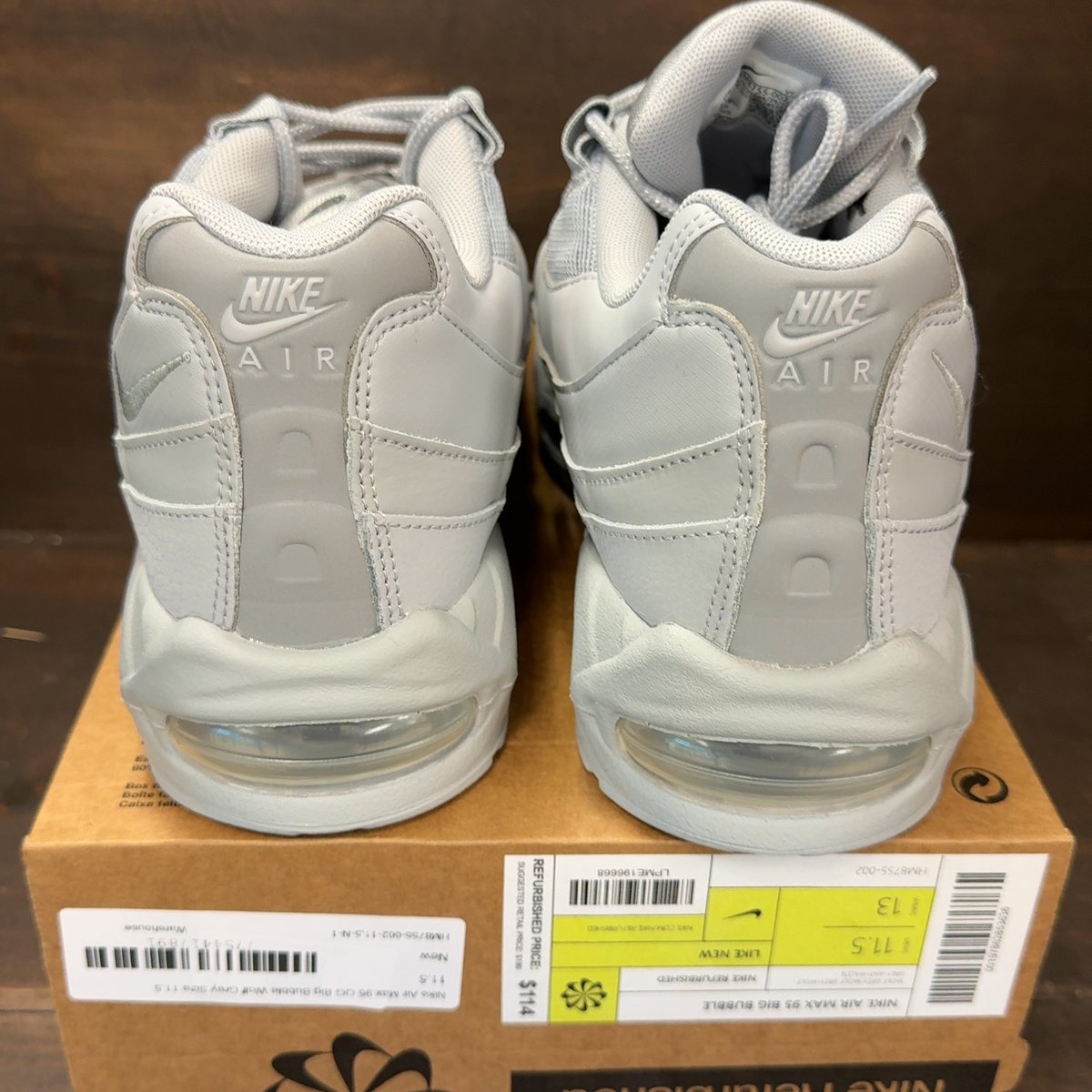 Nike Air Max 95 OG Big Bubble Wolf Grey Size 11.5 - aux