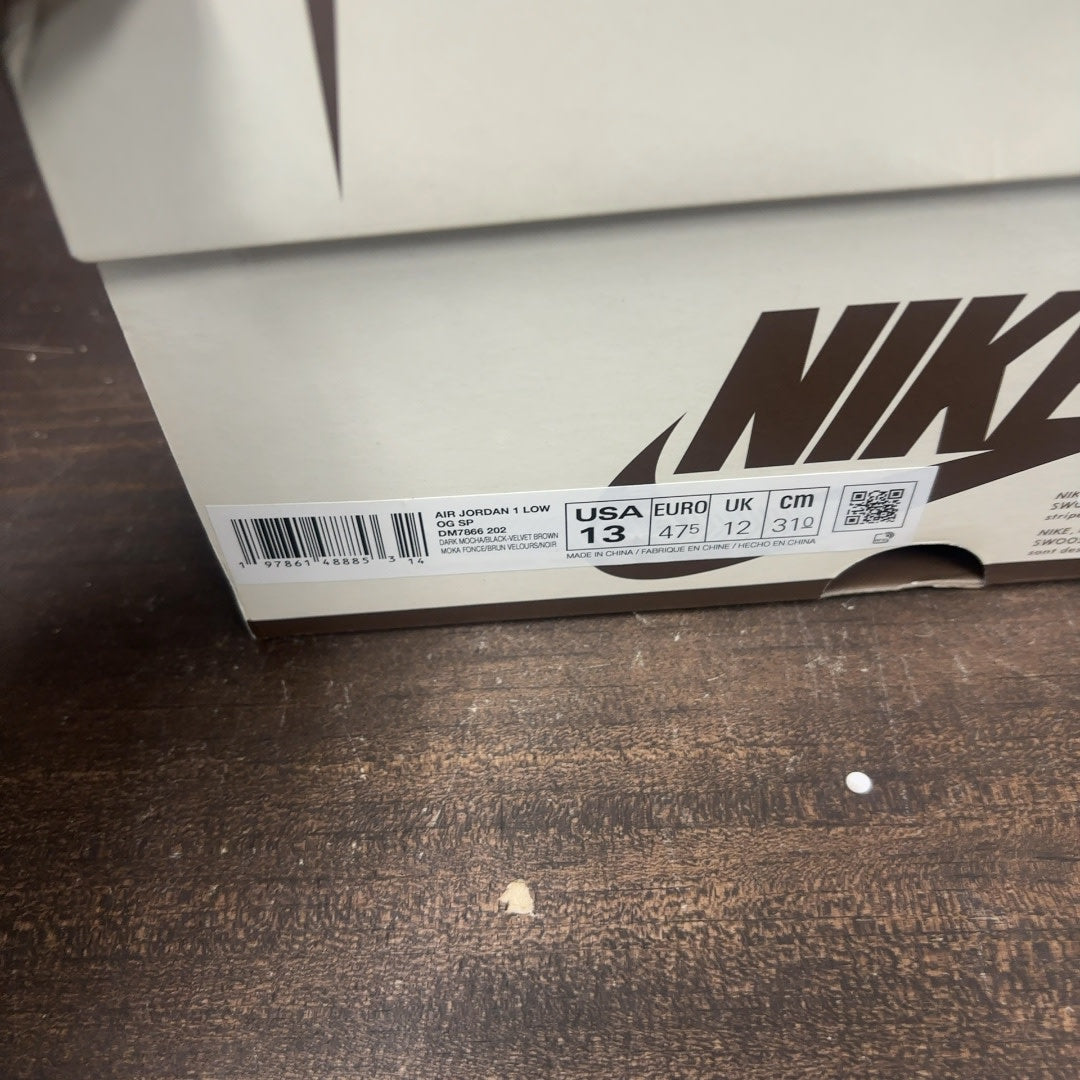 Jordan 1 Retro Low OG SP Travis Scott Velvet Brown Size 13 (Pre-Owned)