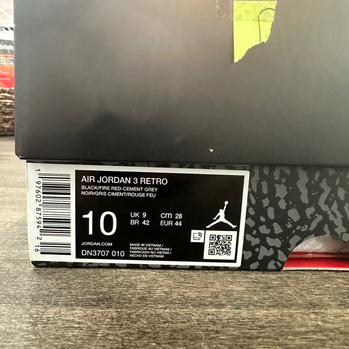 Jordan 3 Retro OG Black Cement (2024) Size 10 (Pre-Owned)
