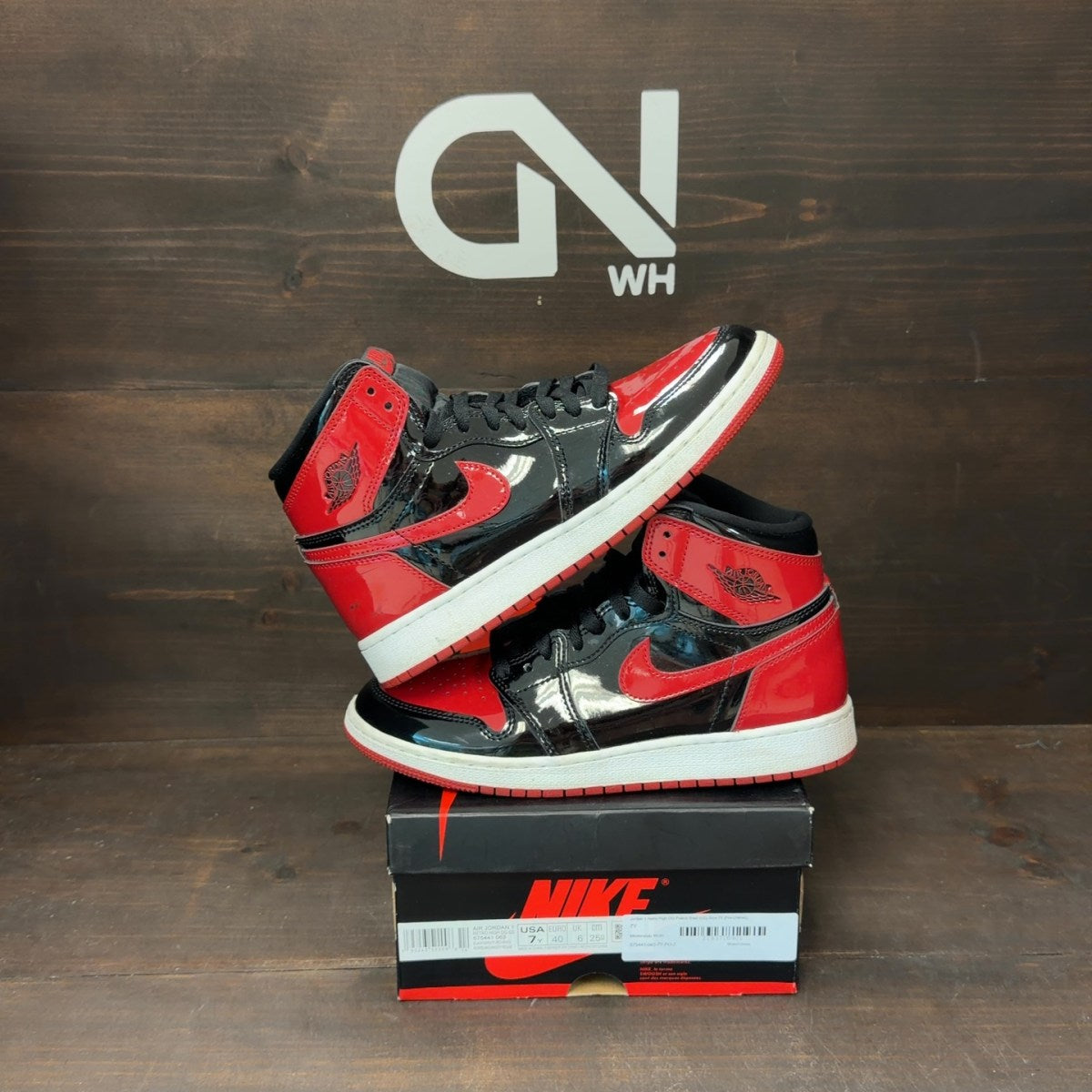 Jordan 1 Retro High OG Patent Bred (GS) - Image 1