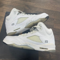 (GS) White Metallic Jordan 5