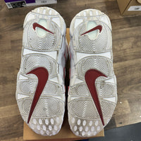 White Varsity Red Outline Nike Air More Uptempo (USED, No Box)