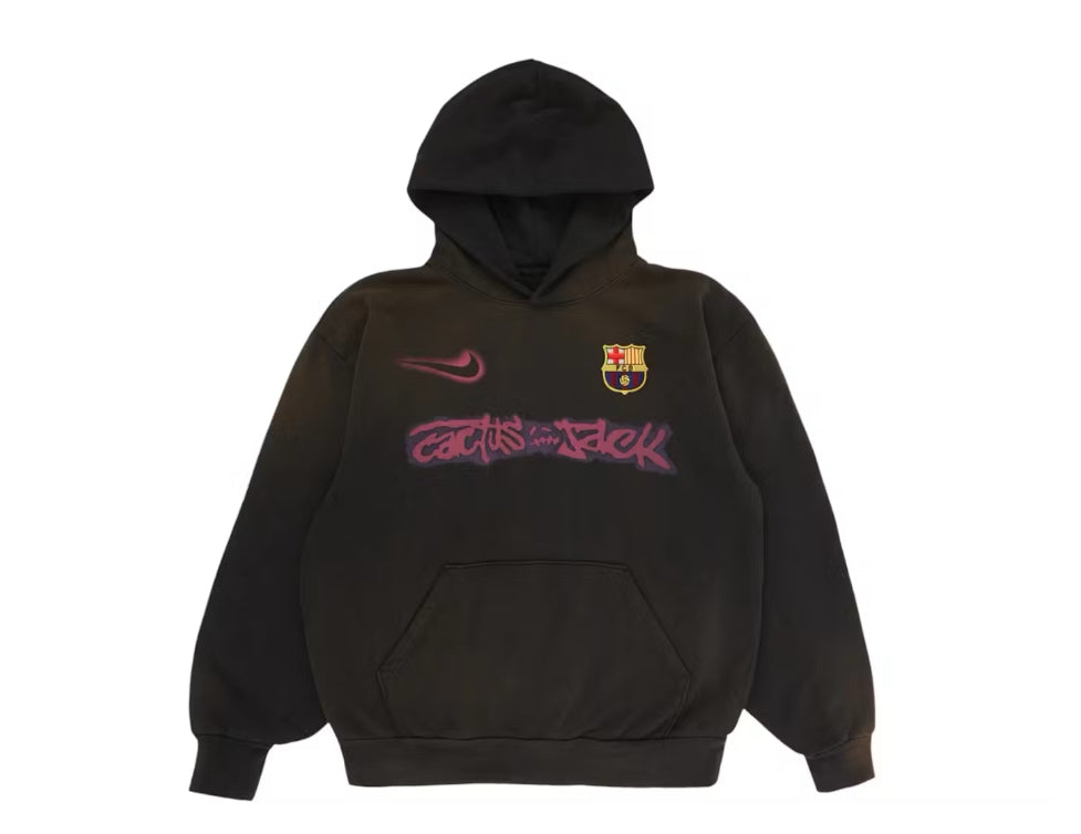 Travis Scott Nike FC Barcelona Spray Logo Hoodie Black