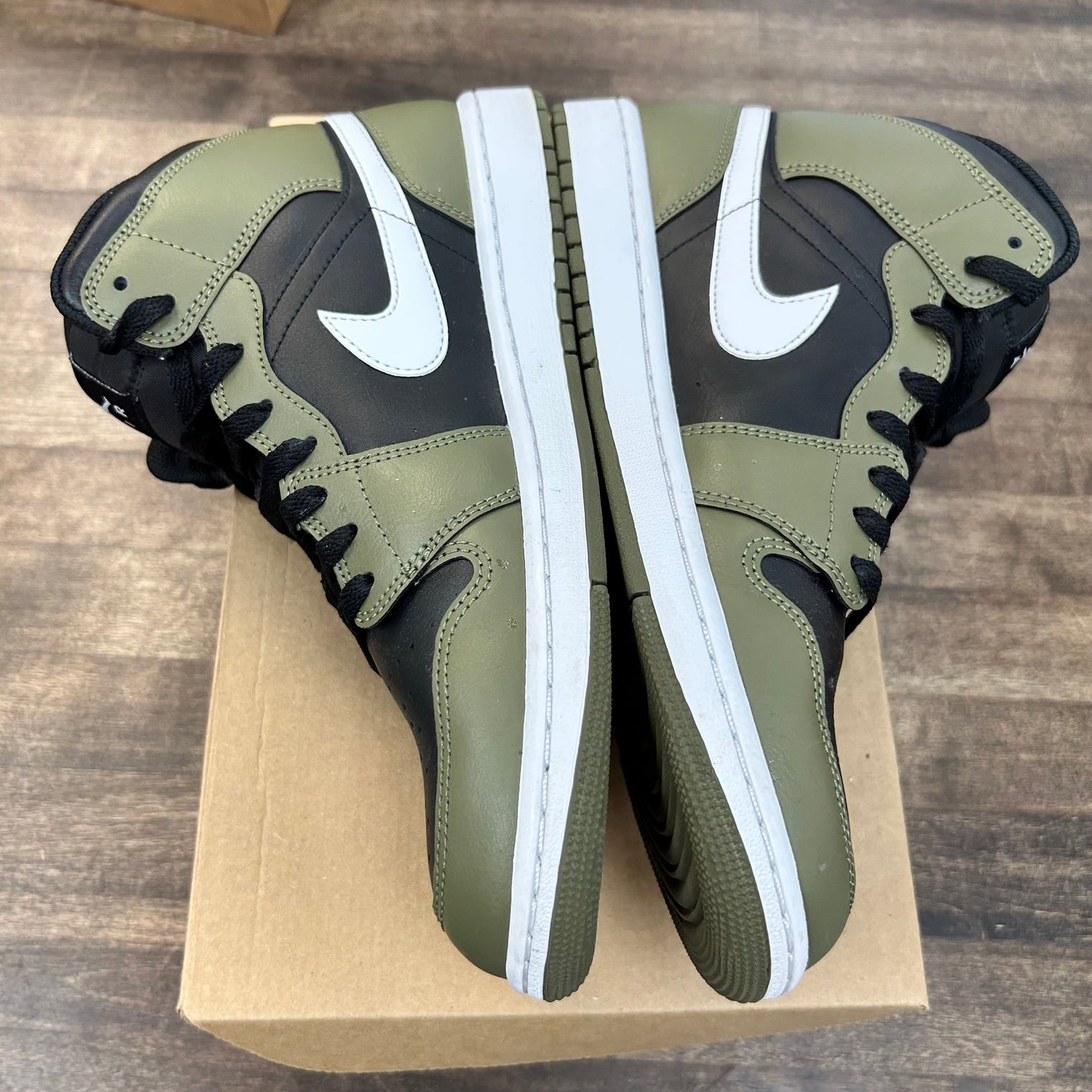 Black White Olive Jordan 1 Mid (USED, No Box)