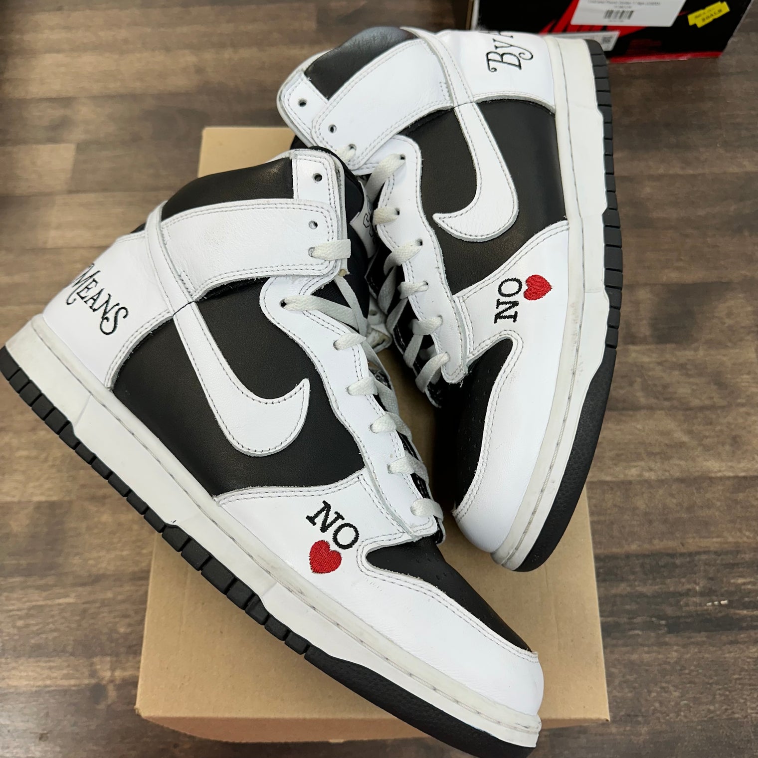 Supreme By Any Means Nike SB Dunk High Black White (USED, No Box)