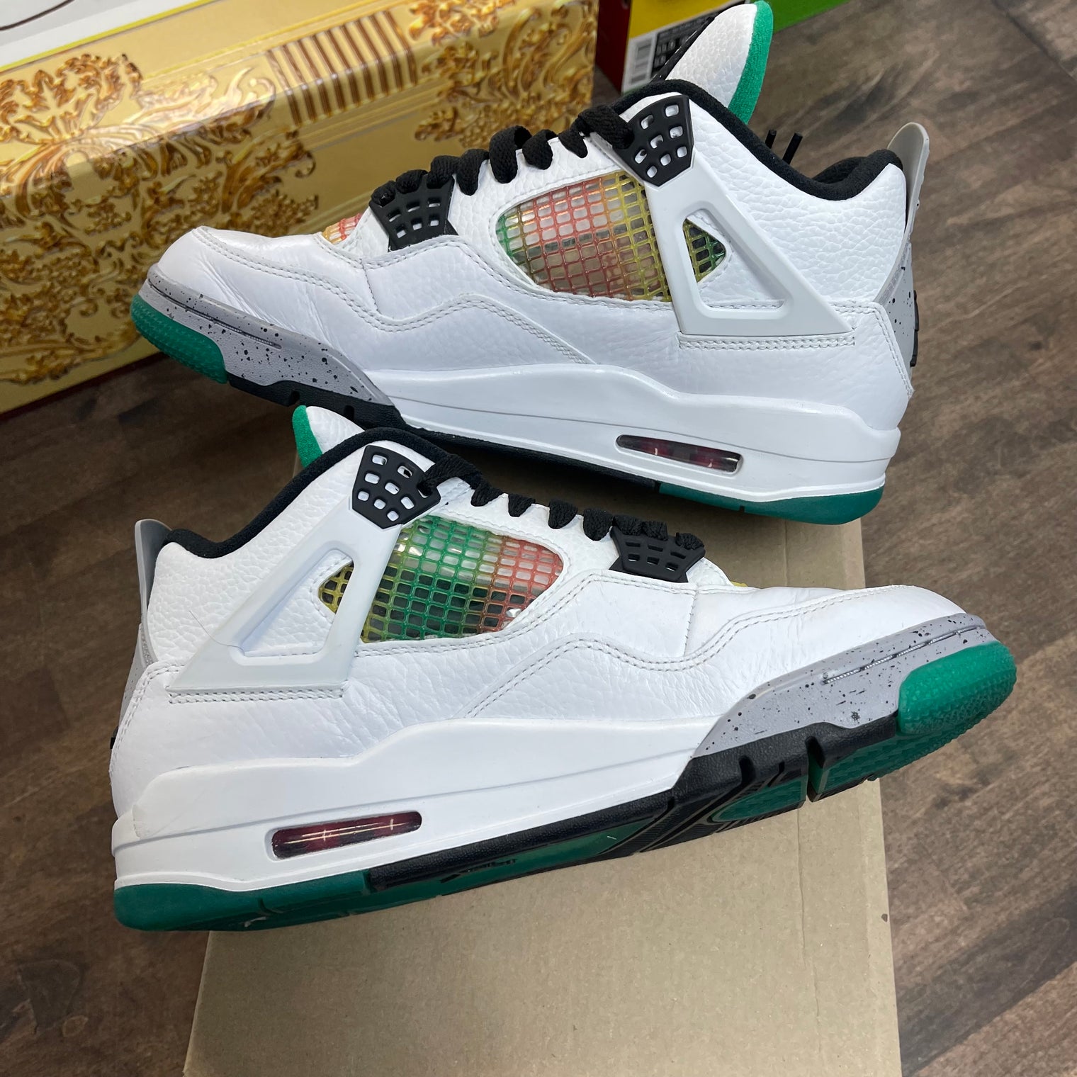 Lucid Green Rasta Jordan 4 Retro (W) (USED, No Box)
