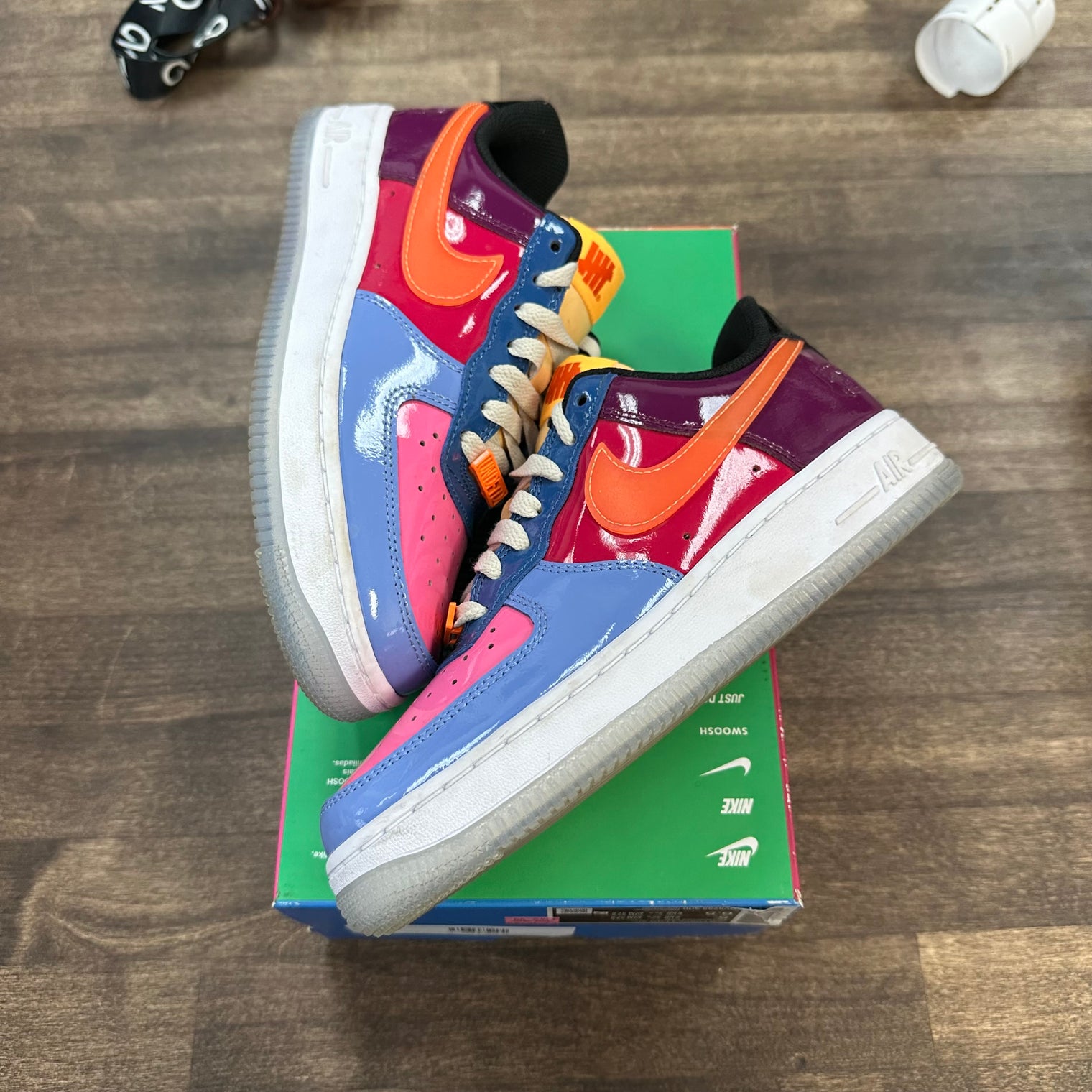 Undefeated Multi-Patent Total Orange Air Force 1 Low SP (USED, No Lid)