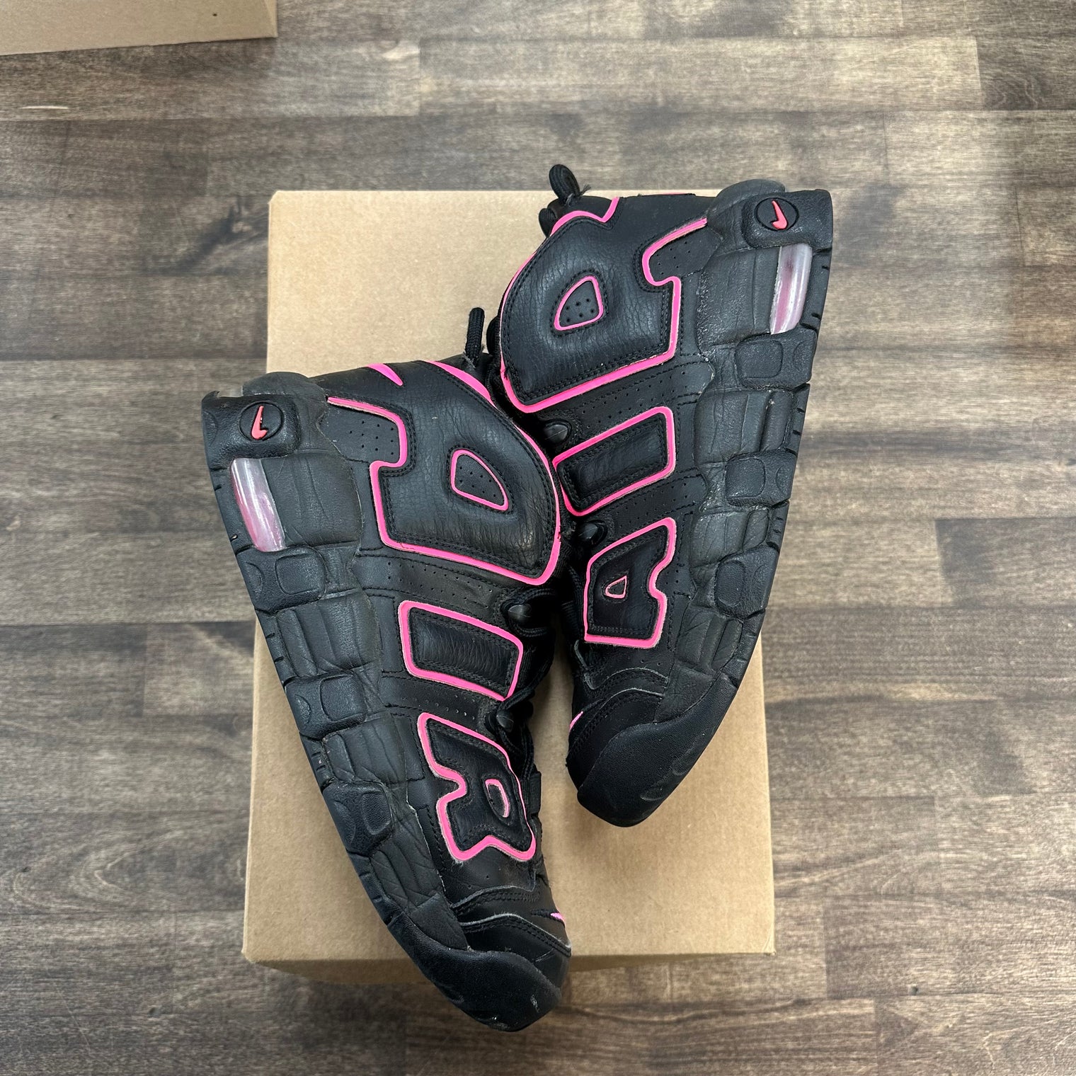 Nike Air More Uptempo Black Pink Blast (US 7Y) (USED, No Box)