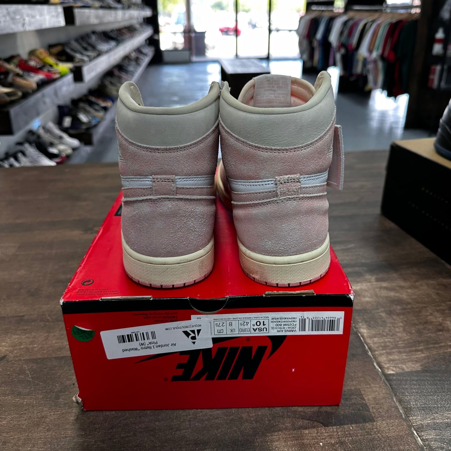 Washed Pink Jordan 1 High (W) (USED, No Lid)