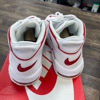 White Varsity Red Outline Air More Uptempo (USED)