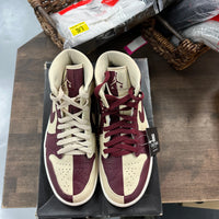 Split Beach Cherrywood Red Jordan 1 Mid (W) (USED, Replacement Box)