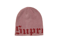 Old English Printed Beanie Pale Red