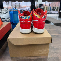 Barcelona Sweater Red Patent Jordan 1 Mid (GS) (USED, No Box)