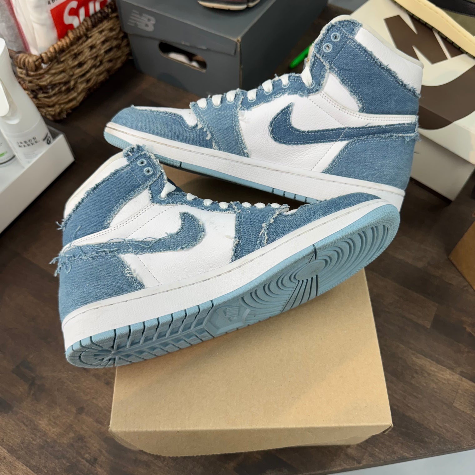 Denim Jordan 1 High (W) (USED, No Insoles, No Box)
