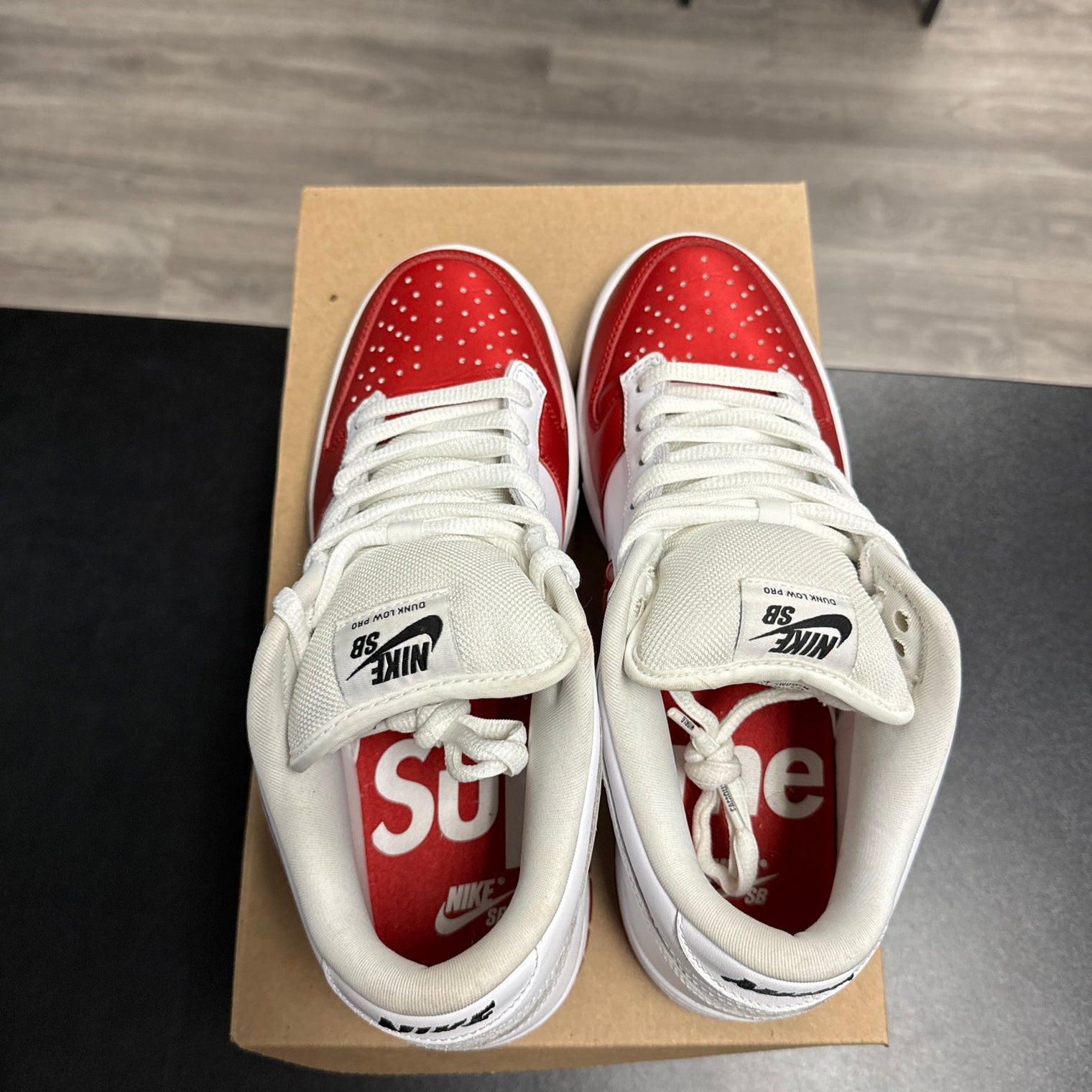 Supreme Jewel Swoosh Red SB Dunk Low (USED, no box)