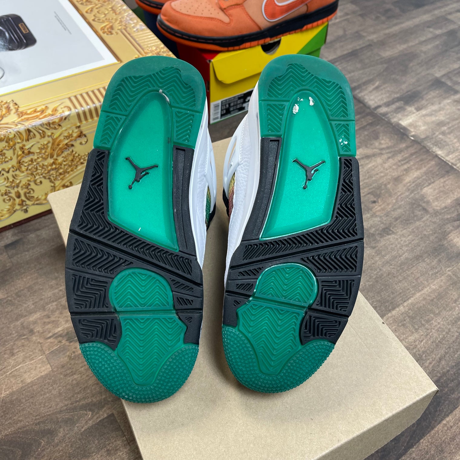 Lucid Green Rasta Jordan 4 Retro (W) (USED, No Box)