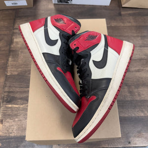 Jordan (GS) Bred Toe Jordan 1 High (USED, No Box) Size 7Y (Pre-Owned) - Image 1