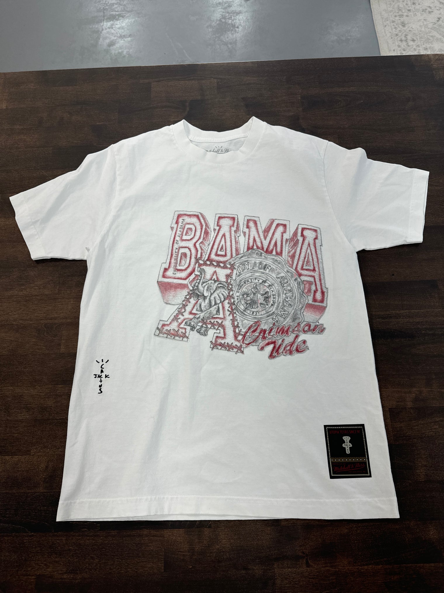 Travis Scott Mitchell & Ness Alabama Crimson Tide Tee White