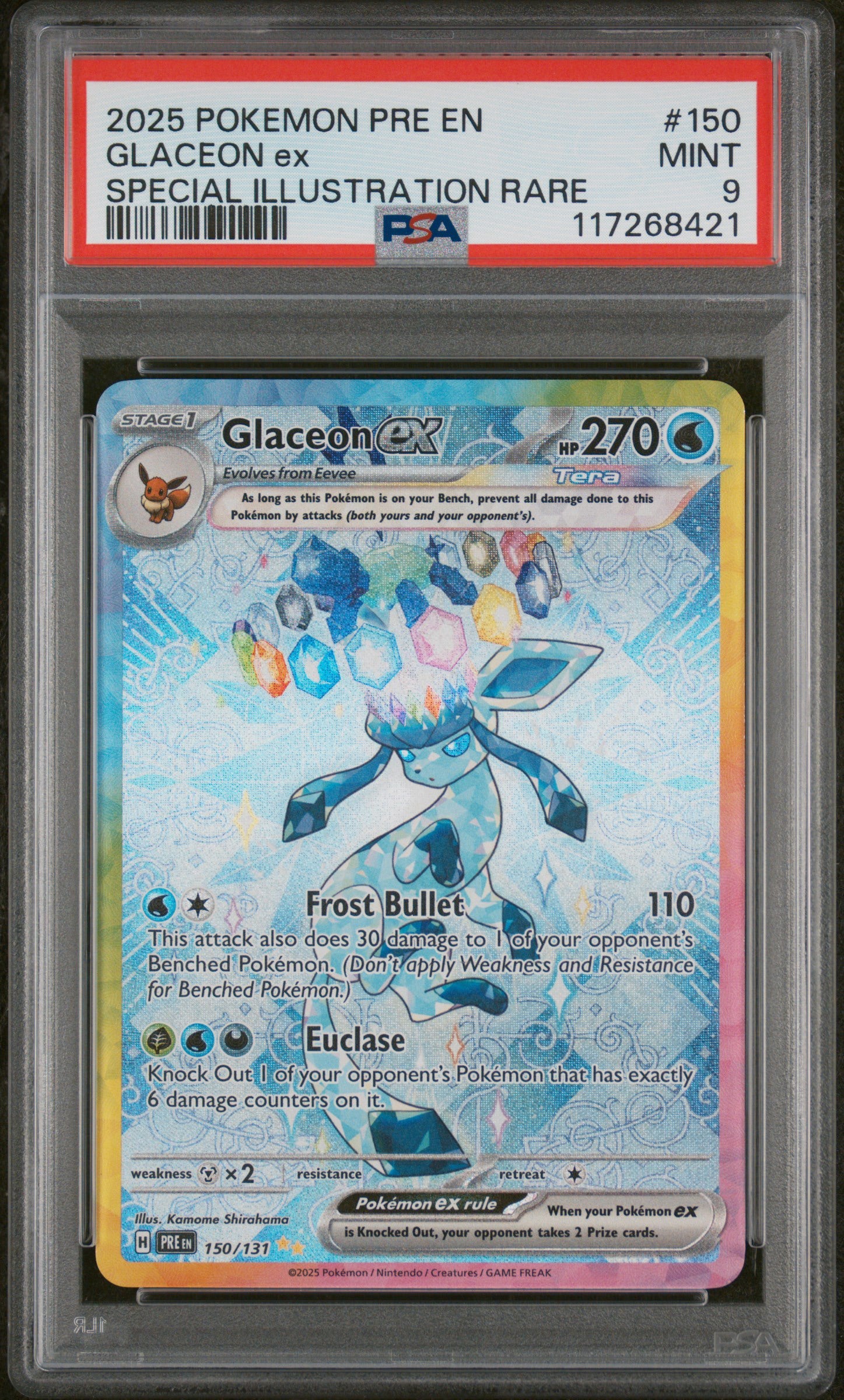 PSA 9 | Pokemon TCG Glaceon EX #150/131 Prismatic Evolutions