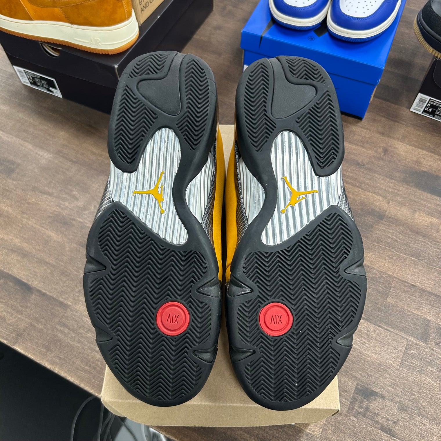 University Gold Ferrari Jordan 14 Retro (USED, No Box)