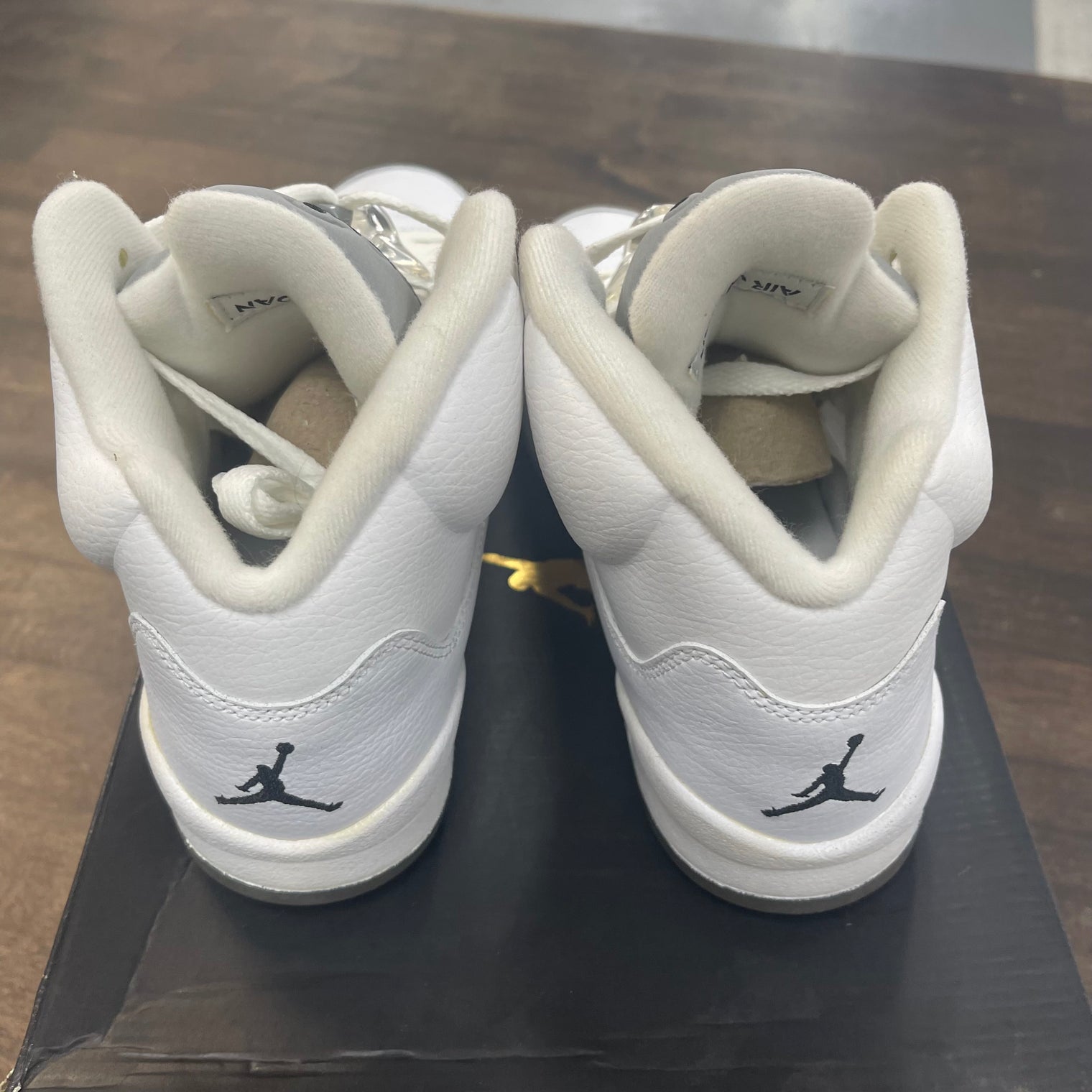 (GS) White Metallic Jordan 5