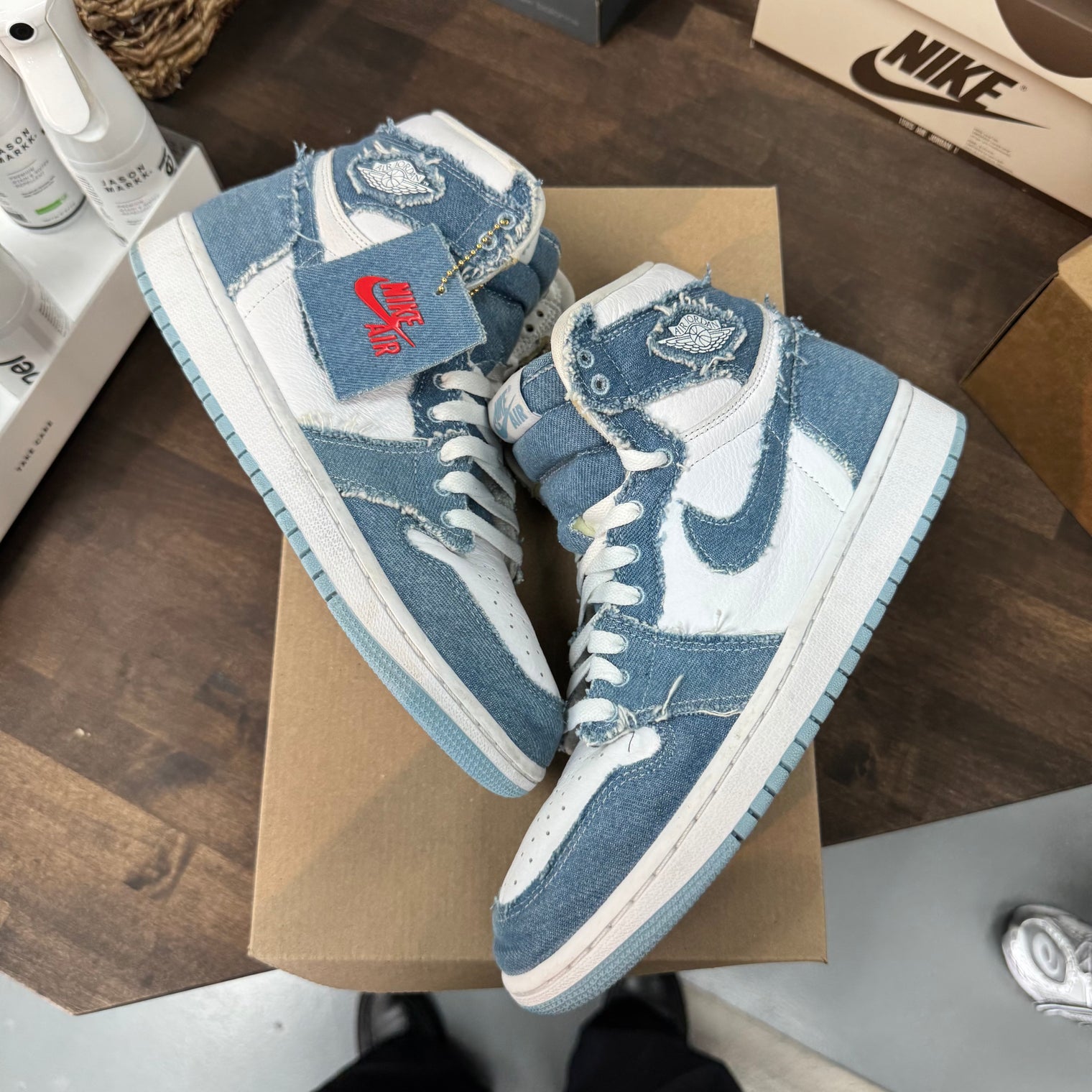 Denim Jordan 1 High (W) (USED, No Insoles, No Box)