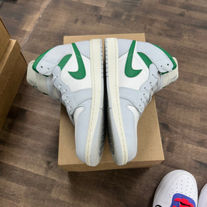 Jordan 1 Mid White Pure Platinum Pine Green Size 10.5 (Pre-Owned)