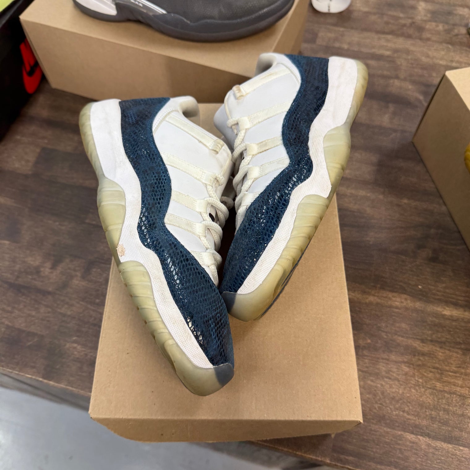 Navy Snakeskin Jordan 11 Low (USED, No Box)