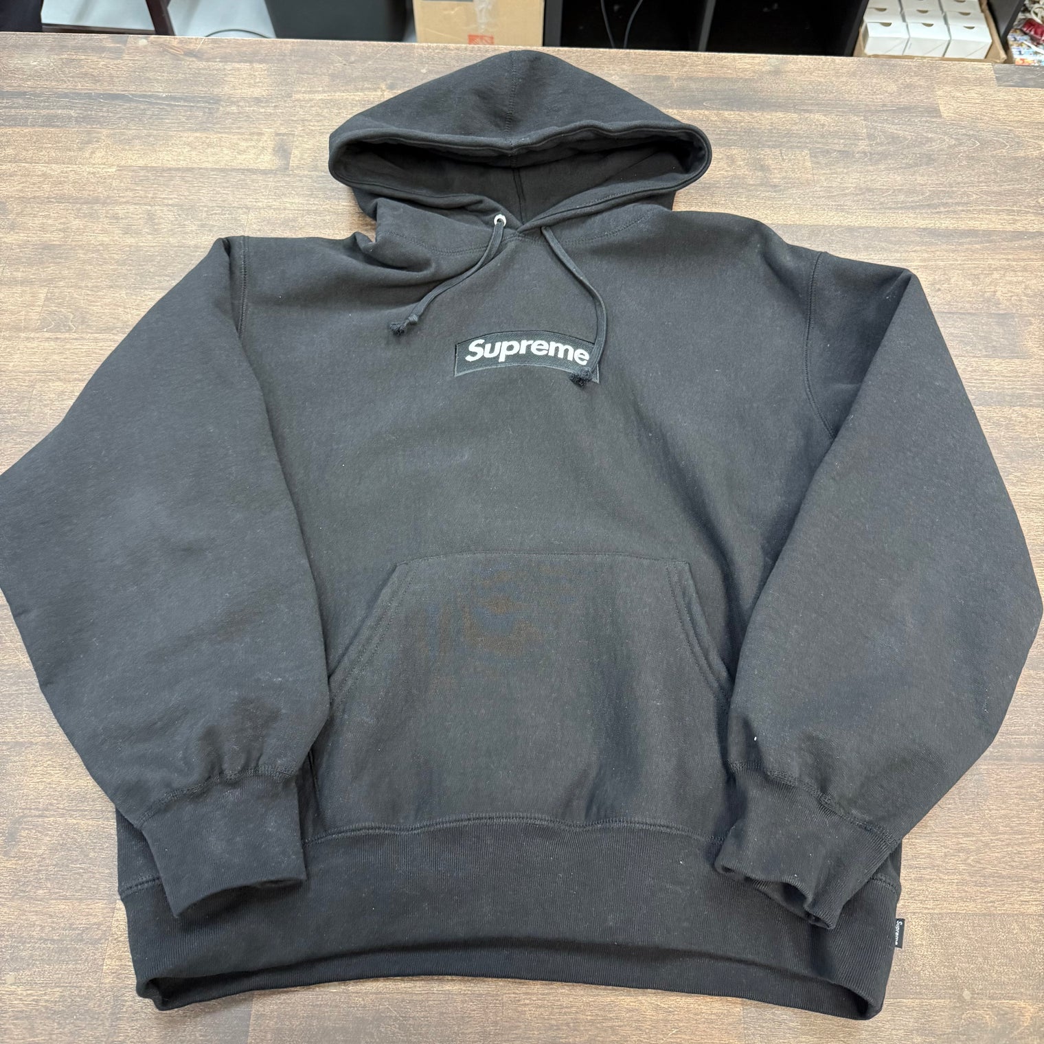 Black Supreme Box Logo Hoodie (FW23) (USED)