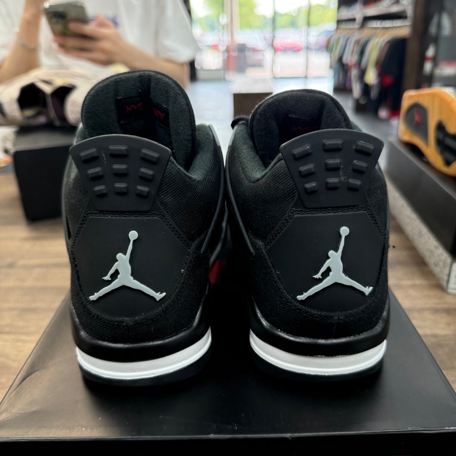 Black Canvas Jordan 4 (USED, Replacement Box)