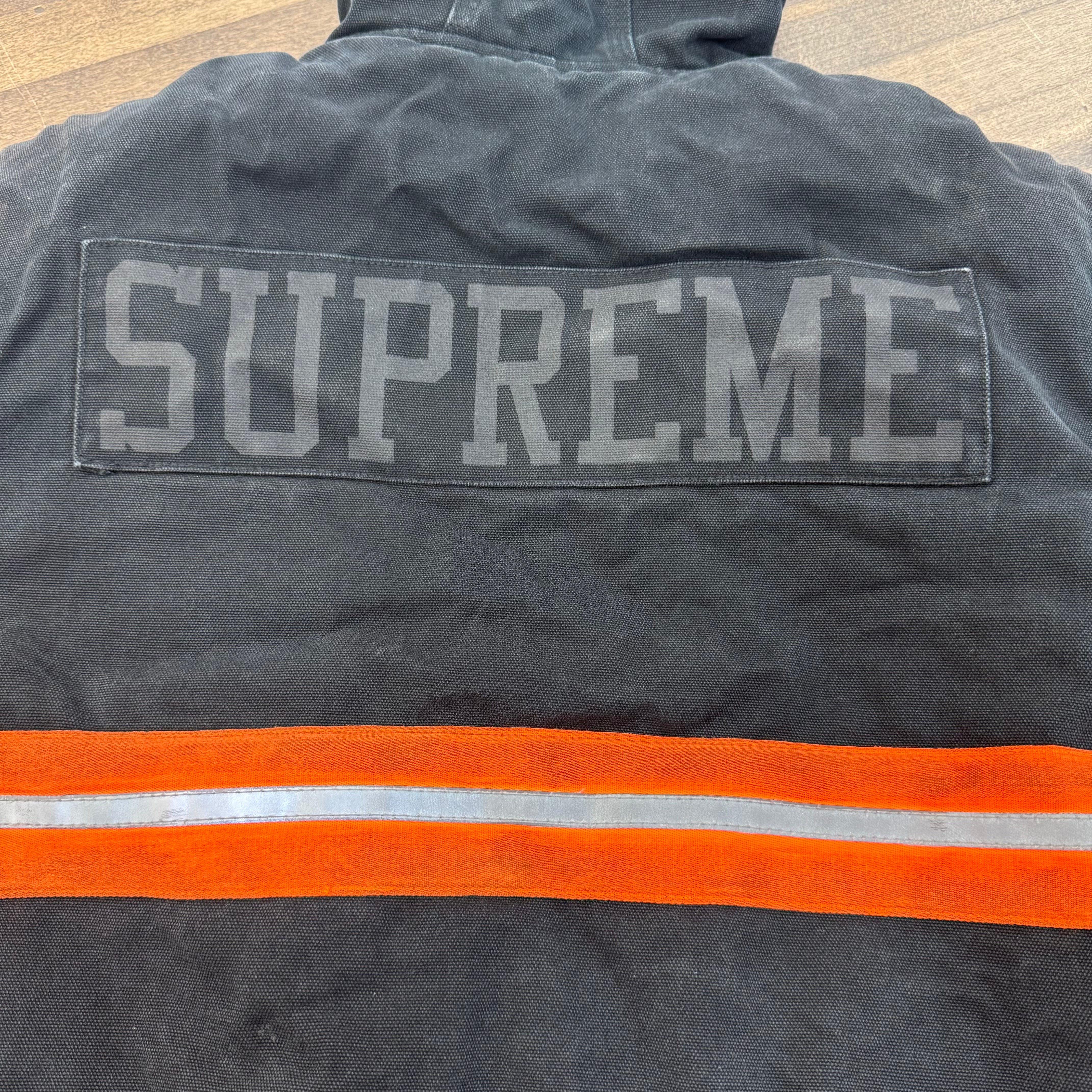 Supreme Reflective Stripe Hooded Work jacket Black (PRE-OWNED)