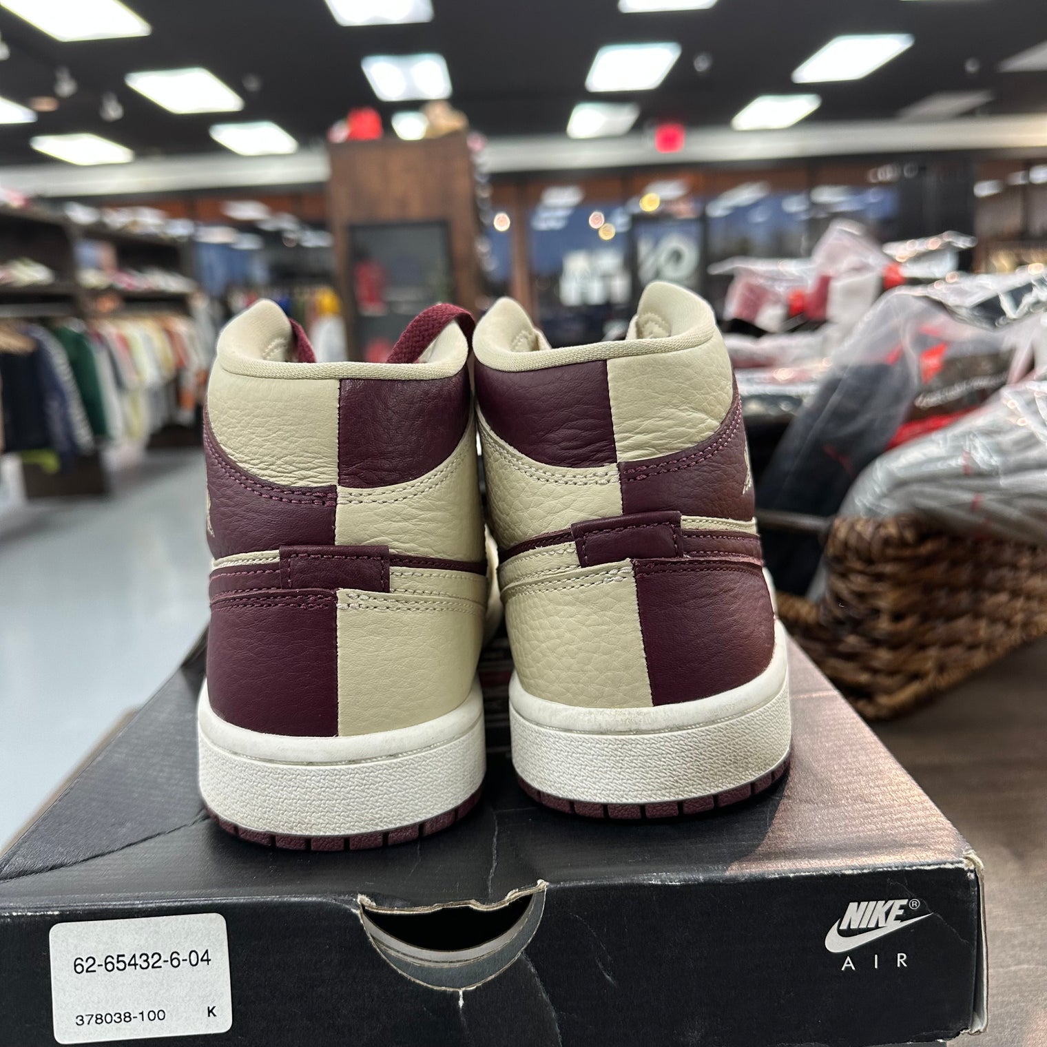 Split Beach Cherrywood Red Jordan 1 Mid (W) (USED, Replacement Box)