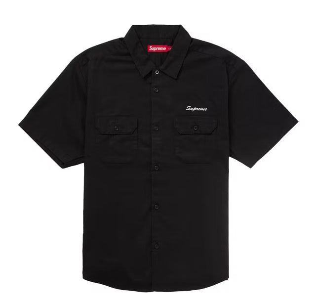 Rhinestone Pin Up Supreme S/S Work Shirt Black