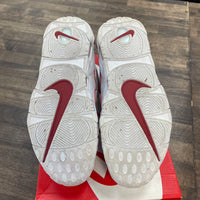 White Varsity Red Outline Air More Uptempo (USED)